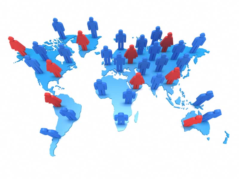 Pinned people on a flat map